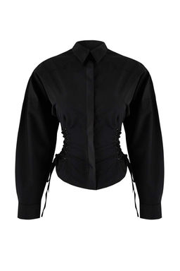 Siyah Belden Bagc?kl? Ayarlanabilir S?k/Gece Gomlek TPRAW26GO00001