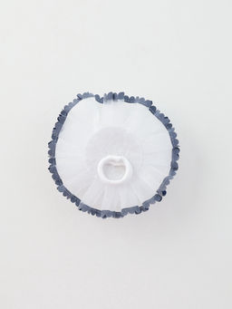 Цена за 6 шт. Бант для волос на резинке «Школьница», волнушка горошек синие края, d=11 см, сине-белый