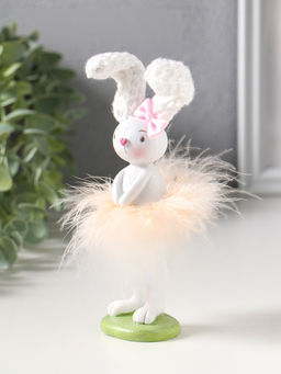 Фигурка полистоун Заюшка с розовым бантиком в пуховой юбочке, 4.8?4?18 см