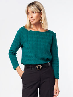 VILATTE / Джемпер с из хлопка с нейлоном фактурной вязки