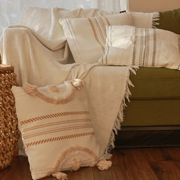 Наволочка декоративная с кисточками SL Home, 45×45 см, хлопок 100%, молочная