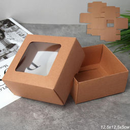 Коробка подарочная складная 13x13x5 см / 326-C /уп 12/300/крафт
