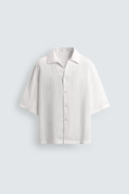 CAMISA BOXY FIT JACQUARD RAYAS / Blanco - Zara фото 8