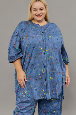 Костюм женский с брюками больших размеров (К-01 клякса)