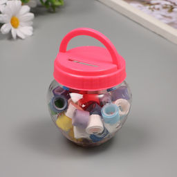 Клейкая лента пластик в банке «Микс», набор 40 шт., 1.2 см, дл. 0.9 м, 7×7×9 см