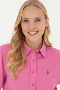 Женская розовая базовая рубашка с длинным рукавом - U.s. polo assn фото 2