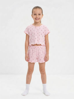 Пижама Пружинка топ с шортами 33069 розовые цветы