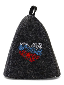 Шапка для бани с принтом "Цветочный триколор", серая