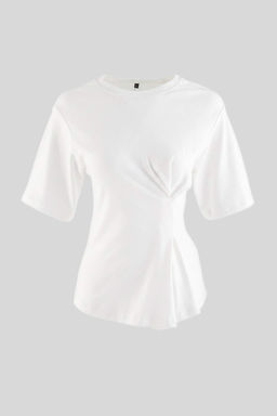 Ekru Burgu Detayl_ Bisiklet Yaka Fitted _nterlok _rme T-Shirt TWOAW27TS00006 - Trendyolmilla фото 5