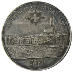 5 франков 1881 года Швейцария  Стрелковый фестиваль во Фрибуре