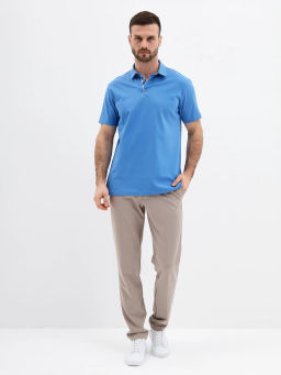 Джемпер мужской с воротником поло короткий рукав GREG G144-PO1246T-SAS5047 (джинс)  фото 3