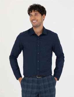 Lacivert Slim Fit Uzun Kollu G_mlek