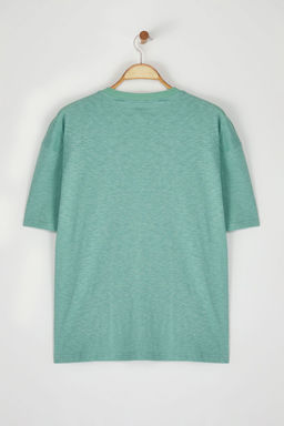 TRENDYOL MAN Mint Oversize/Genis Kesim Palmiye Nak?sl? %100 Pamuk T-Shirt TMNSS25TS00055 - Trendyolmilla фото 2
