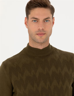 Haki Slim Fit Yar_m Bal_k__ Yaka Triko Kazak - Pierre cardin фото 2