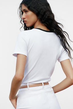 T-SHIRT WITH CONTRASTING TRIMS - Zara фото 4
