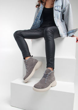 Ботинки 308.927be. серый замок замша/Байка