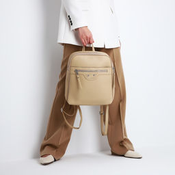 Рюкзак женский из искусственной кожи на молнии, 3 кармана, цвет бежевый - Simaland фото 7