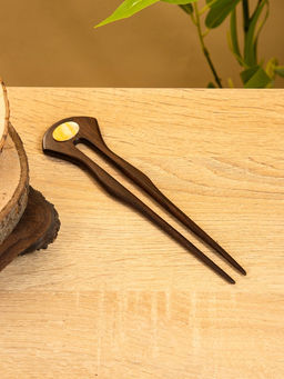 Шпилька для волос, 17×4 см, дерево Соно, ракушка, тёмно-коричневая