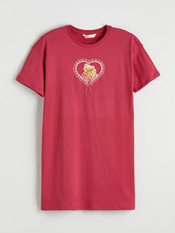 Bisiklet Yaka Bask?l? Kad?n Gecelik