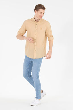 U. S. Polo Assn Мужская рубашка светло-коричневого цвета с длинным рукавом - U.s. polo assn фото 3