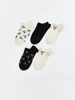 Fiyonk Desenli Kad?n Sneaker ?orap 5li