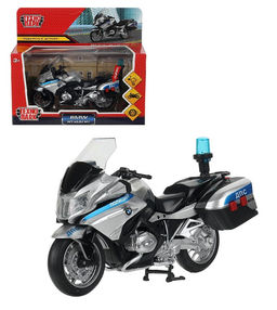 Технопарк. Мотоцикл "BMW R1200 RT. ДПС" 13 см, мет.,свет-звук,под дет, серебр, арт.R1200-13SLPOL-SR