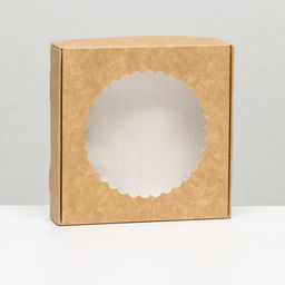 Цена за 3 шт. Коробка сборная, крафт, с окном, 11.5×11.5×3 см