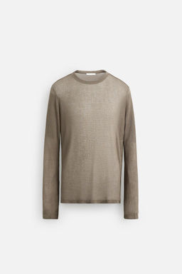 SEMI-SHEER RIBBED T-SHIRT - Zara фото 7