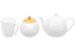 Набор - чайник + сахарница + 6 кружек Розы на бамбуковой подставке - Elan gallery фото 9