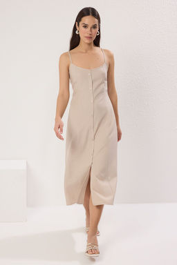 Tas Dugmeli Midi Dokuma Gomlek Elbise TWOSS25EL00286 - Trendyolmilla фото 2