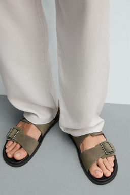 SANDALIA PIEL DOBLE TIRA / Gris Topo - Zara фото 3