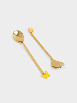 Ложка десертная, 14 см, 2 шт, сталь, золотистая, Цветок/Бабочка, Butterfly - Anna lafarg фото 3