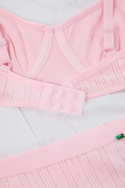 Ac?k Pembe Kaskorse Cicek Aplike Duz Kaps?z Ic Camas?r? Tak?m? THMAW26CC00003 - Trendyolmilla фото 7