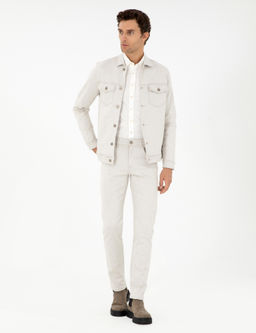 Бежевая джинсовая куртка классического кроя - Cacharel фото 4