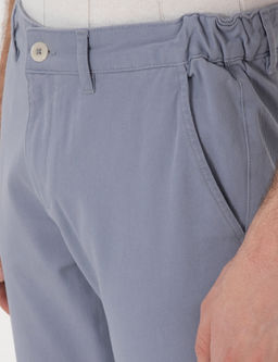 A__k Mavi Slim Fit Beli Lastikli Kanvas Pantolon