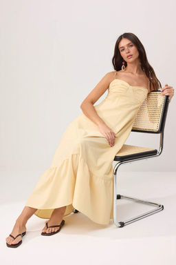 TRENDYOLMILLA Beyaz Drape Detayl? Dokuma Maxi Elbise TWOSS24EL01128  фото 30