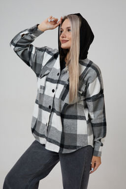 Рубашка женская в клетку с капюшоном РЖКК-01
