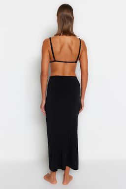 Plaj Giyim Siyah Dokuma Maxi Etek TBESS23ET00021