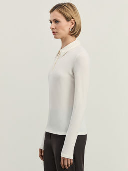 Джемпер поло в рубчик / Zarina  фото 4