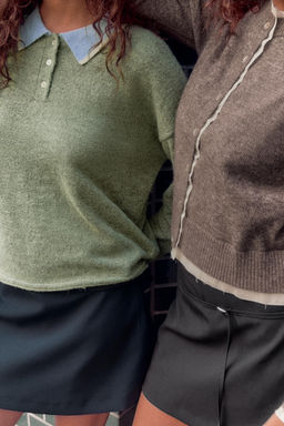 CONTRAST KNIT POLO SWEATER - Zara фото 5