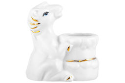 Вазочка для зубочисток 6*4*7 см Лошадь белая с золотом, фарфор - Elan gallery фото 4