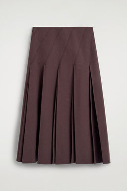 FALDA MIDI PLISADA DE ALGOD?N Y LINO