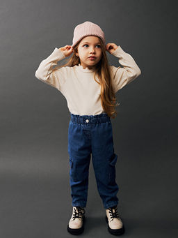 Beli Lastikli Basic K?z Bebek Jean Pantolon