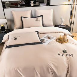 Комплект постельного белья Сатин-Шелк Я IN LOVE на резинке LVR007 Дуэт Семейный 4 Наволочки 160*200*30;140*200*30 - Ситрейд фото 4