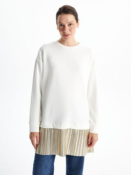 Bisiklet Yaka D?z Oversize Kad?n Sweatshirt Tunik
