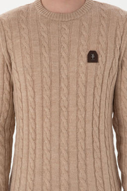 Erkek Regular Fit Bisiklet Yaka Kum Melanj Kazak - U.s. polo assn фото 6