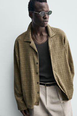 CAMISA ESTRUCTURA EFECTO ARRUGADO / Beige - Zara фото 6