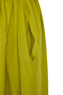 Koyu Yag Yesili Dokuma Buzgulu Maxi Plaj Elbise TBESS25EL00086