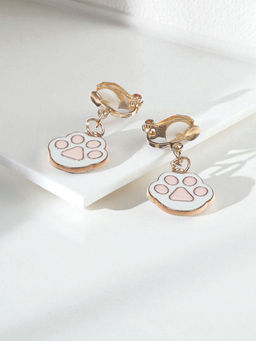 Цена за 3 шт. Серьги клипсы детские «Выбражулька. Лапки», белый, розовые в золоте
