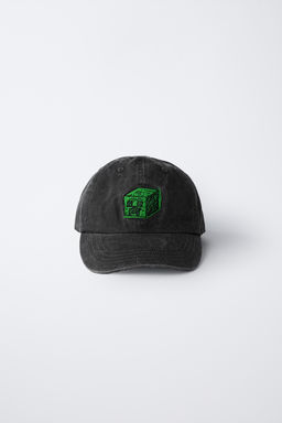 6-14 YEARS/ WASHED EFFECT CAP WITH MINECRAFT MOJANG AB. EMBROIDERY